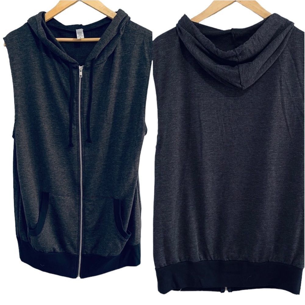 NWOT Over the Limit Sleeveless Hoodie Charcoal Gray Mens L